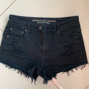 American eagle black denim shorts size 4